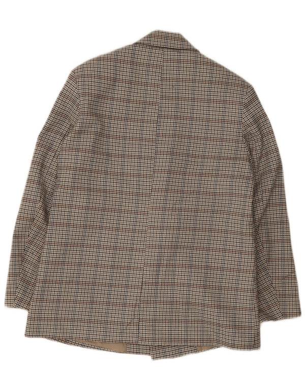 Zara Veste Blazer Double Boutonnage Homme UK 38 Gris Moyen à Carreaux Polyester