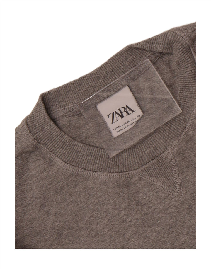 Zara Pull Col Rond Homme Gris Moyen Moucheté