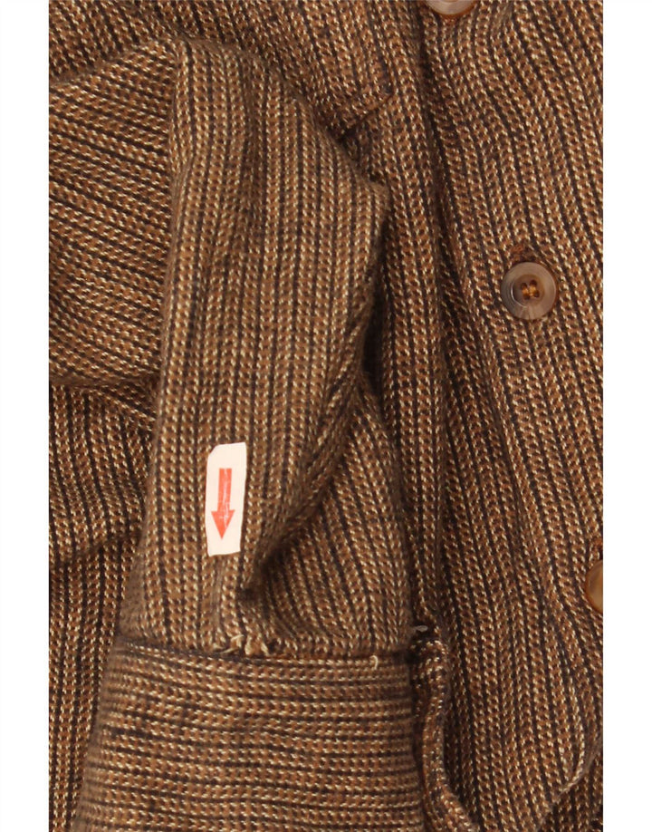Chaser Chemise en flanelle pour homme Taille 16 Grand coton rayé marron