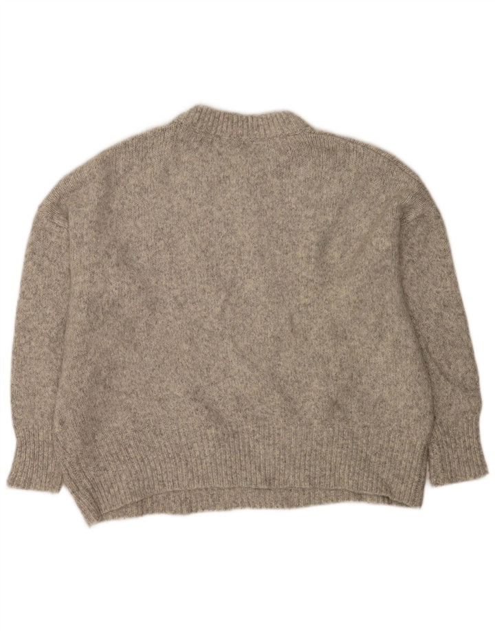 Zara Pull surdimensionné à col rond pour femme UK 14 Gris moyen moucheté