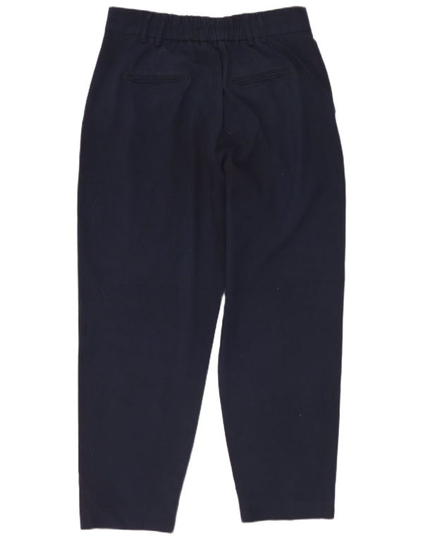 Zara Pantalon chino taille haute pour femme EU 40 Medium W30 L26 Bleu marine