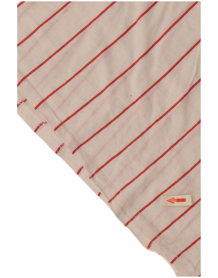 vintage Femme T-Shirt Top UK 12 Moyen Blanc Rayé