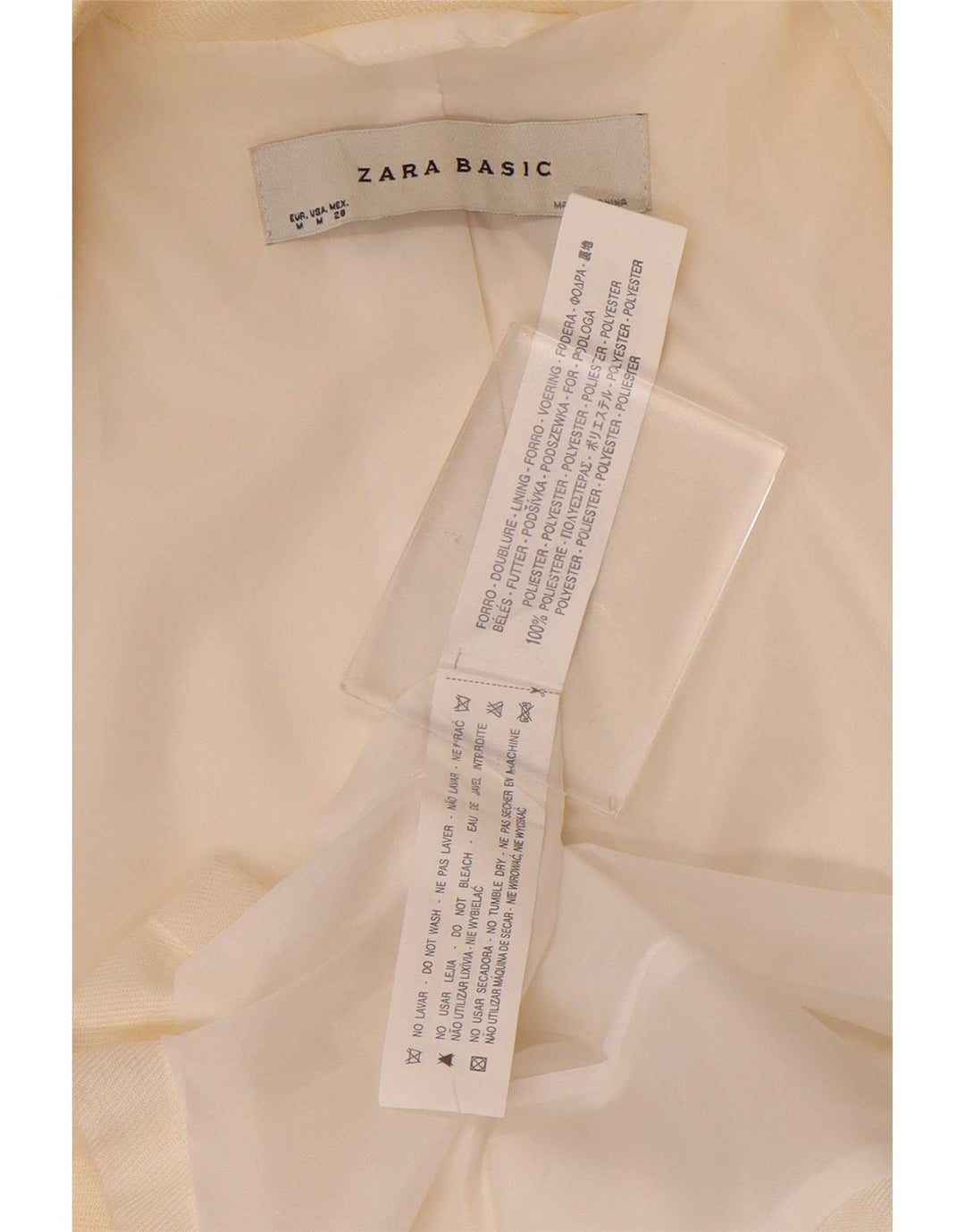 Zara Veste Blazer 1 Bouton Femme UK 12 Polyester Blanc Moyen