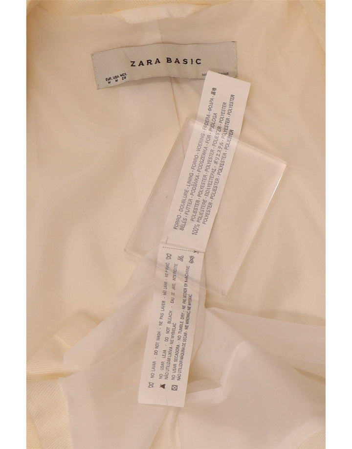Zara Veste Blazer 1 Bouton Femme UK 12 Polyester Blanc Moyen