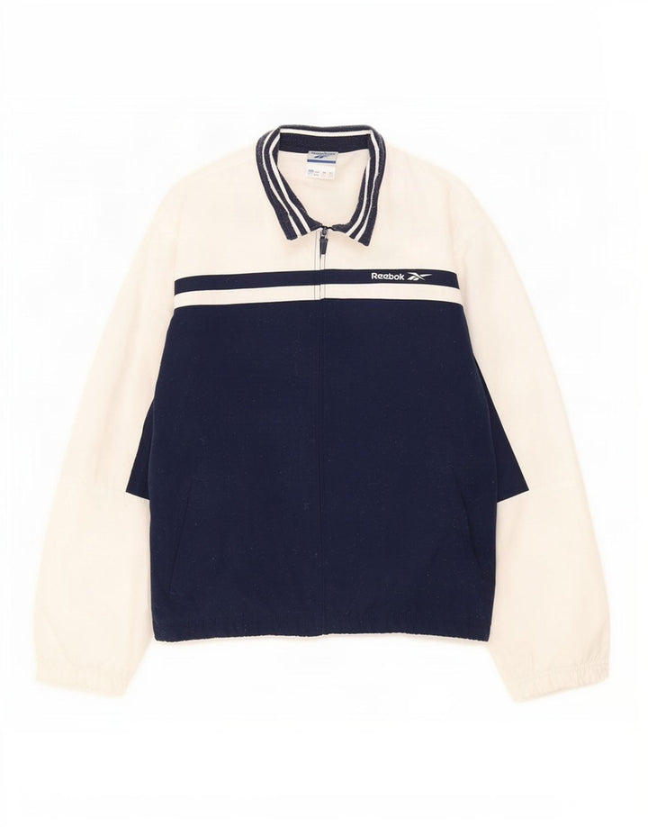 Reebok Veste de survêtement pour femme UK 12 Bleu marine moyen Colourblock