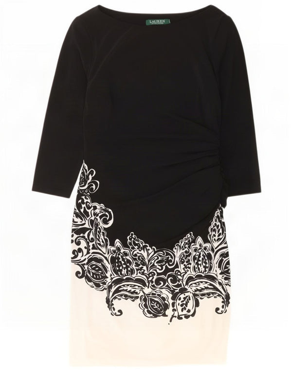 Ralph Lauren Robe fourreau à manches 3/4 pour femme UK 12 Medium Black Paisley