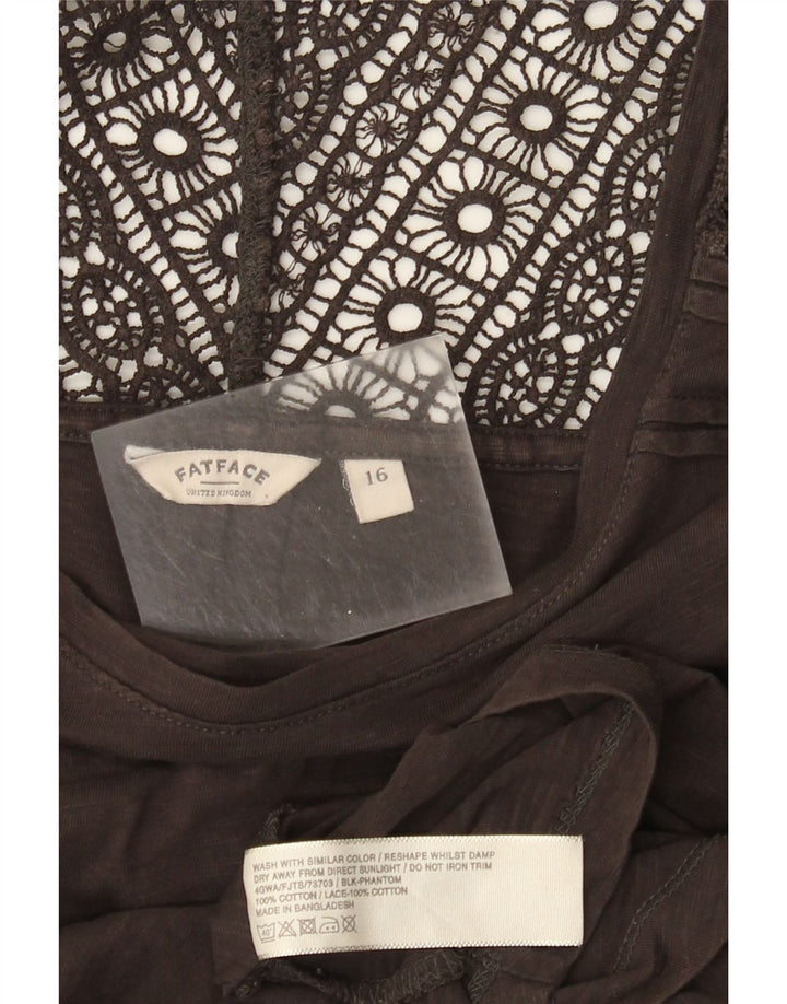 Fat Face Haut à manches longues pour femme UK 16 Large Marron Coton
