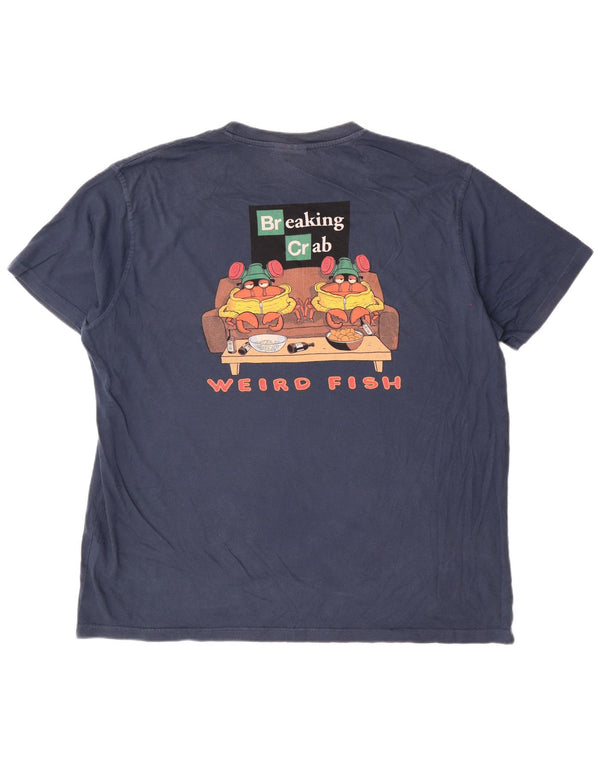 Weird Fish T-Shirt graphique homme haut 2XL bleu marine coton