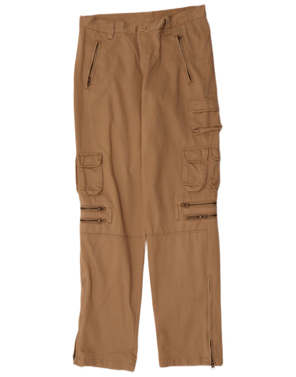 VINTAGE Mens Straight Cargo Trousers IT 50 Large W34 L35  Beige Cotton