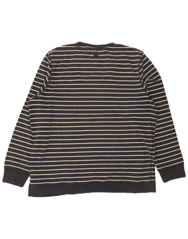 Fat Face Sweat-shirt pour homme en coton rayé gris 2XL