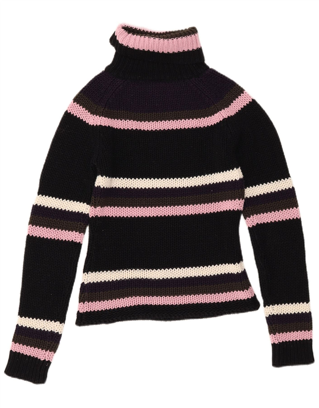 Madonna Pull col roulé pour femme UK 12 Acrylique rayé noir moyen