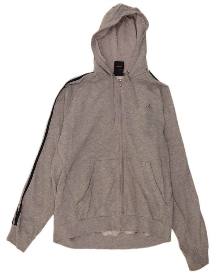 Adidas Pull à capuche zippé pour homme XL en coton gris