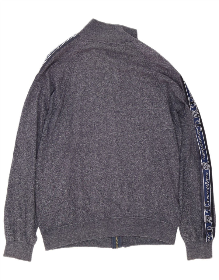 Champion Veste de survêtement graphique pour homme en coton moucheté bleu marine Taille L