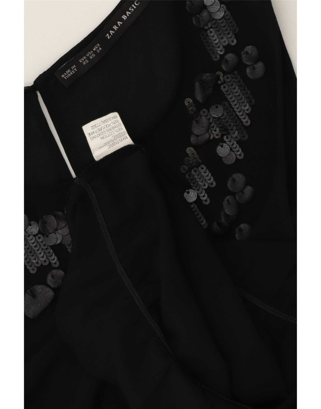 Zara Femme Chemisier sans manches Top UK 6 XS Noir Polyester