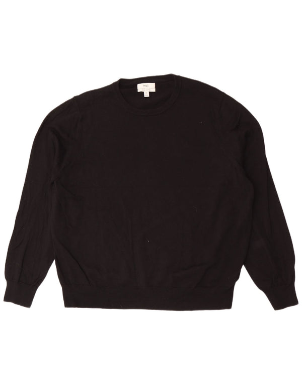 Marks & Spencer Pull col rond pour homme en coton noir 3XL