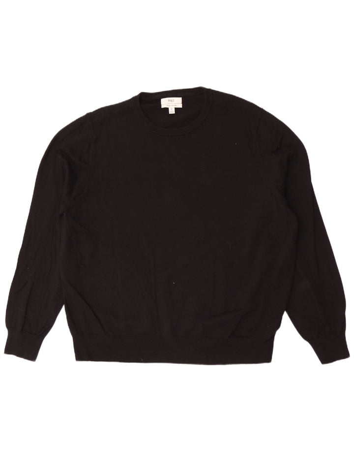 Marks & Spencer Pull col rond pour homme en coton noir 3XL