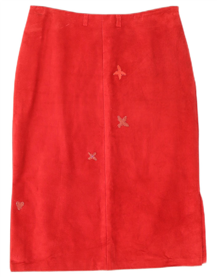 Conbipel Jupe Midi En Daim Femme IT 42 Medium W28 Cuir Rouge