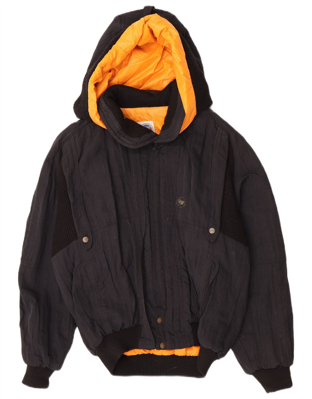 POP 84 Veste bomber à capuche pour homme UK 40 Large Noir Colourblock Polyamide