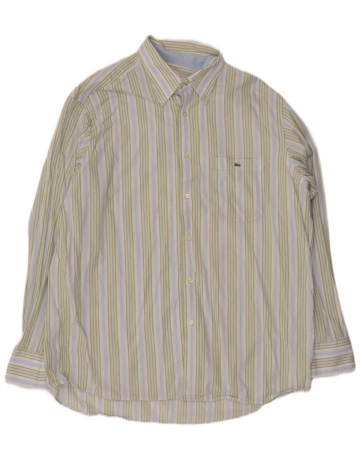 Lacoste Chemise Homme Taille 44 XL Coton Rayé Bleu