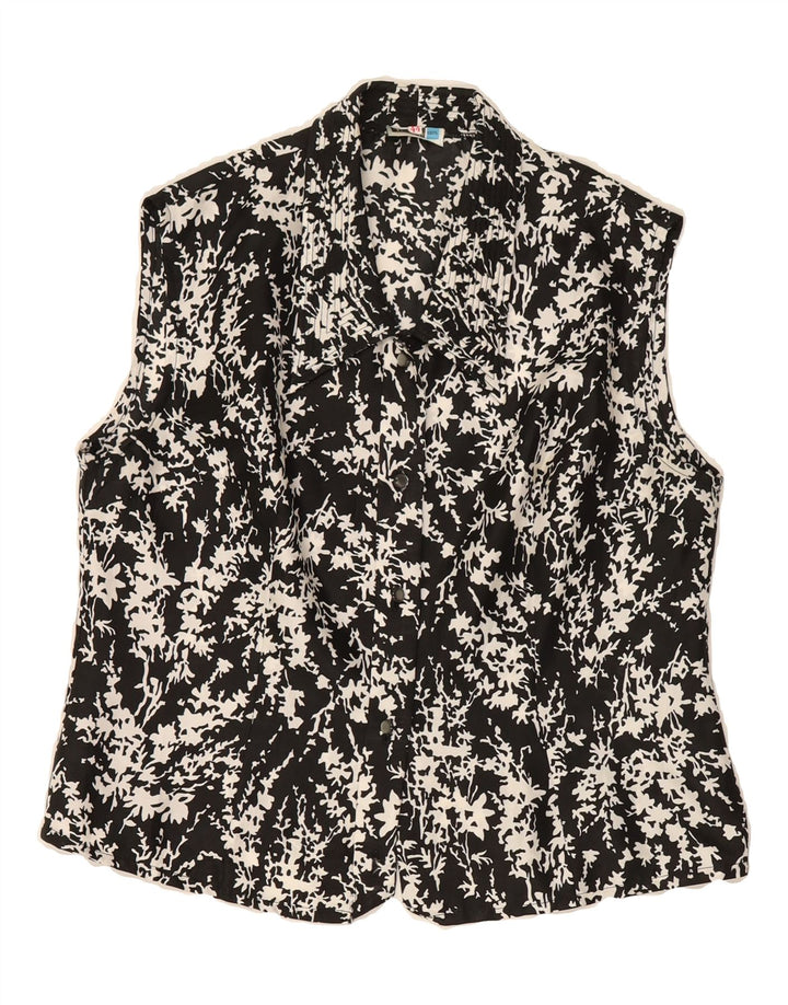 VINTAGE Womens Sleeveless Shirt Blouse IT 44 Medium Black Floral Vintage Vintage and Second-Hand Vintage from Messina Hembry 