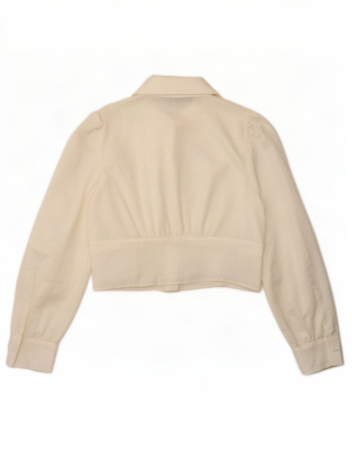 Zara Womens Crop Front Tie Shirt Blouse UK 14 Grand Blanc Polyester