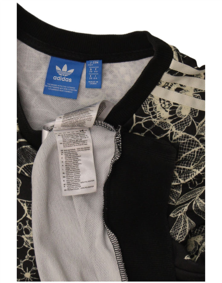 Adidas Sweat-shirt pour femme UK 12 Medium Noir Floral Polyester
