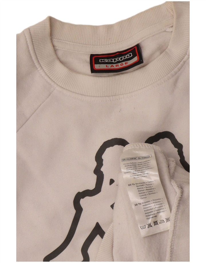 Kappa Sweat-shirt graphique pour homme en coton blanc Taille L