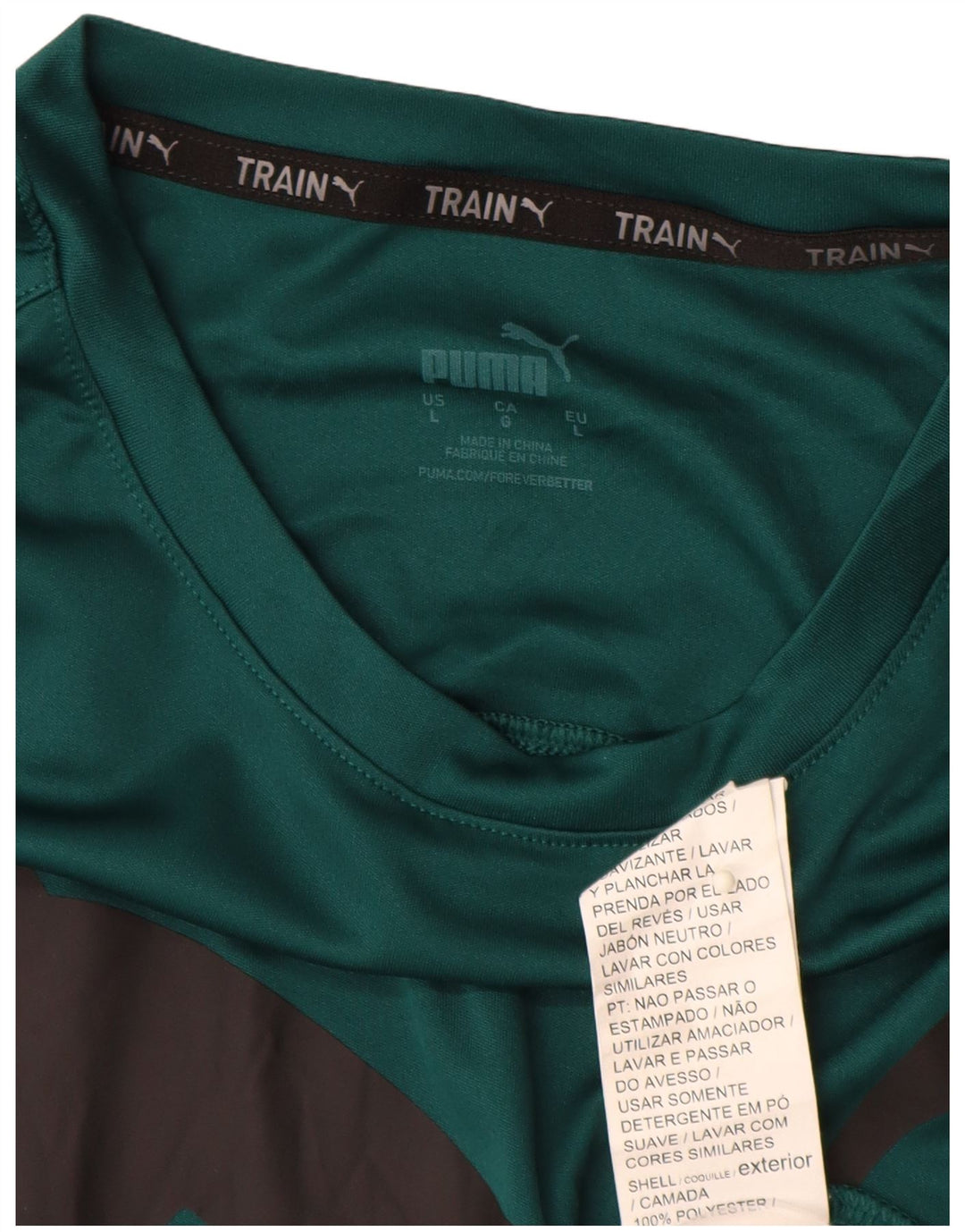 PUMA T-shirt graphique pour hommes, haut, grand, vert, polyester