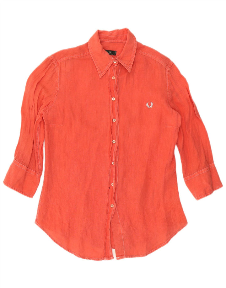 FRED PERRY Chemise à manches 3/4 pour femme UK 14 Large Orange