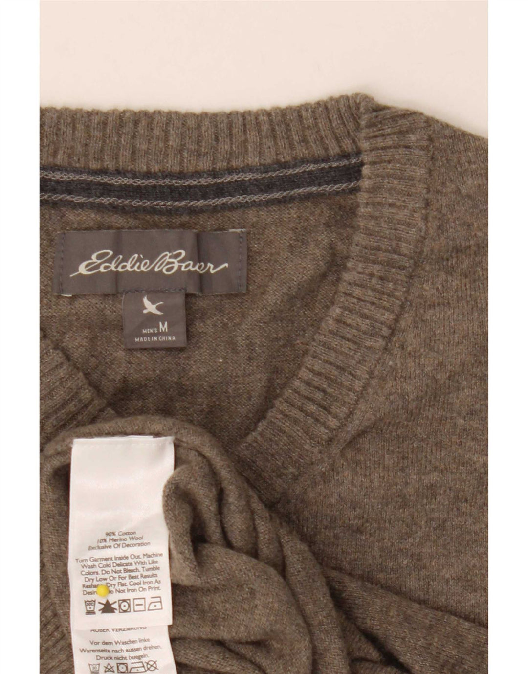 Eddie Bauer Pull col V pour homme en coton kaki moyen