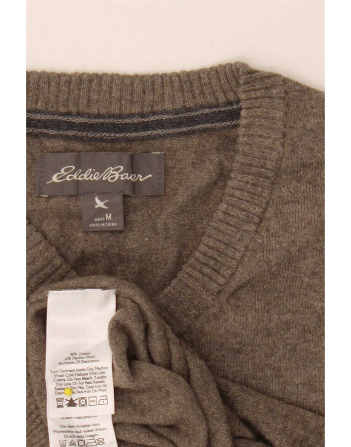 Eddie Bauer Pull col V pour homme en coton kaki moyen