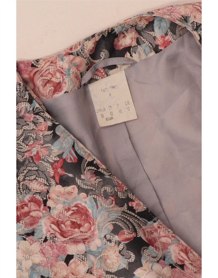 vintage Womens Crop Blazer Veste UK 12 Moyen Multicolore Floral