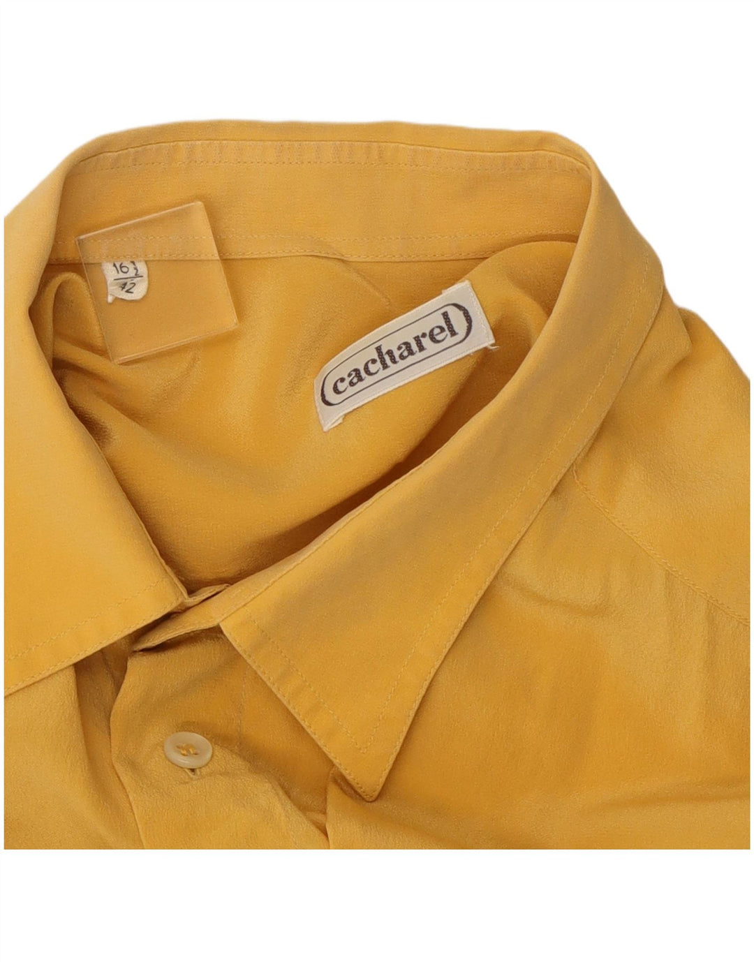 CACHAREL Chemise à manches courtes pour homme Taille 42 16 1/2 Large Jaune