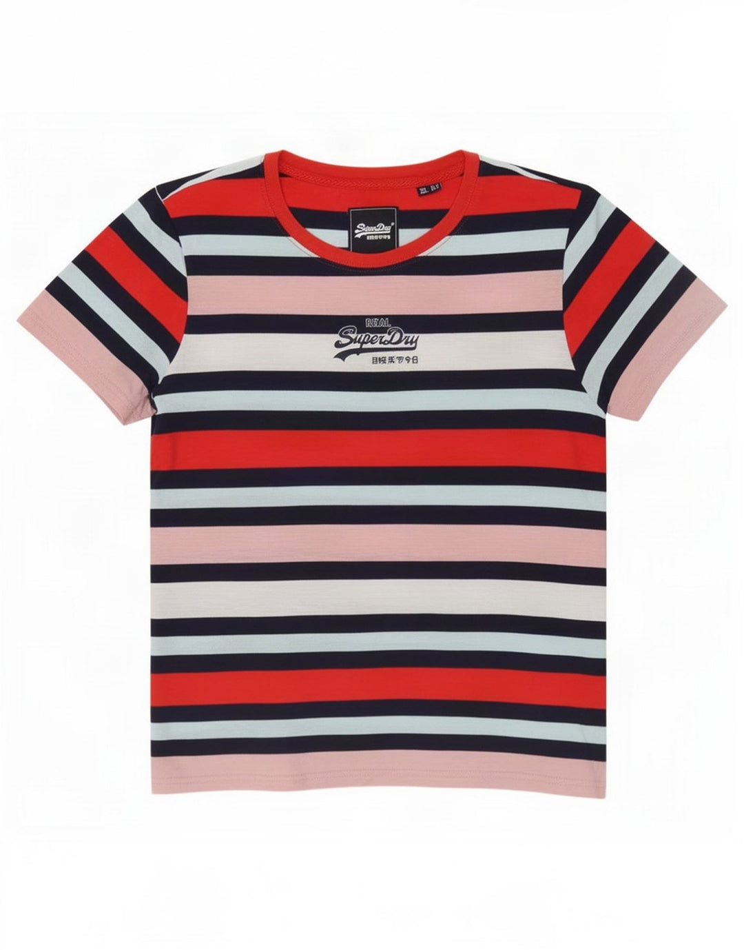 Superdry Haut T-Shirt Graphique Femme UK 12 Rayé Multicolore Moyen