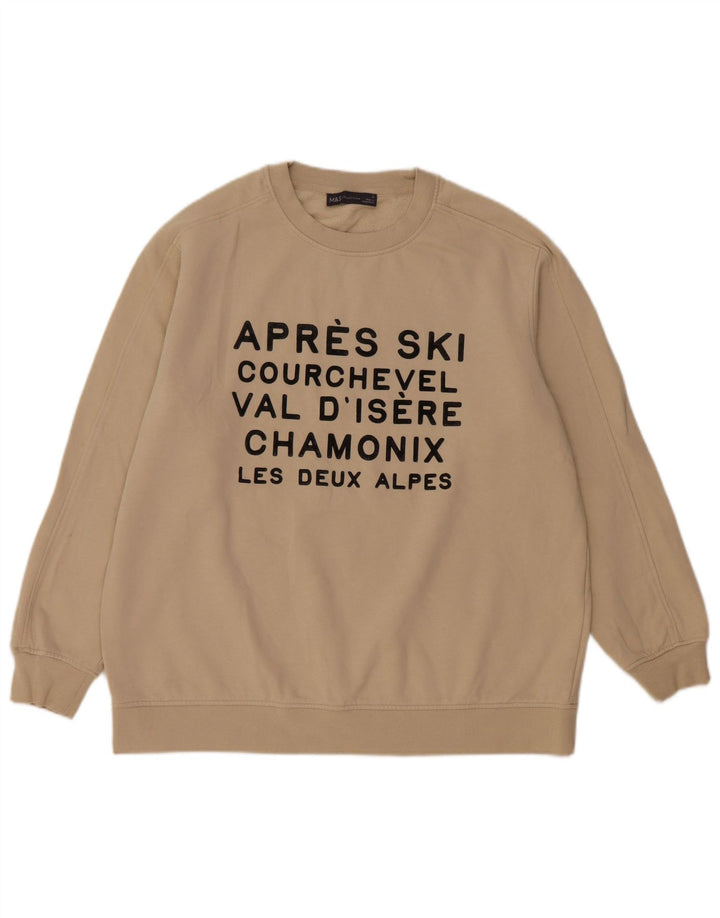 Marks & Spencer Sweat-Shirt Graphique Homme Beige Moyen Coton