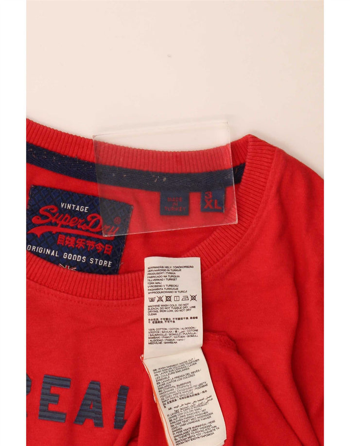 Superdry Homme Graphique Top Manches Longues 3XL Rouge Coton Moderne