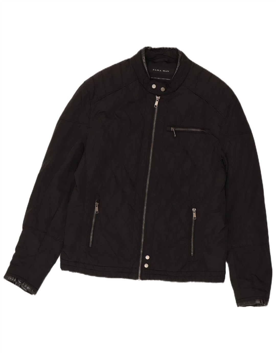 Zara Veste matelassée pour homme UK 40 Large Noir Polyester