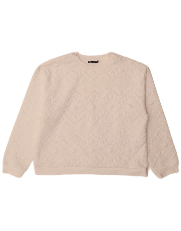 Zara Sweat-shirt surdimensionné pour femme UK 16 Grand blanc géométrique