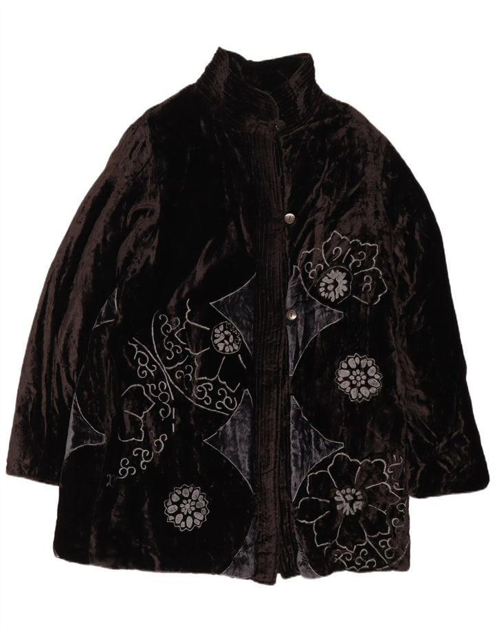Nitya Manteau surdimensionné en velours pour femme EU 38 Medium Noir Floral