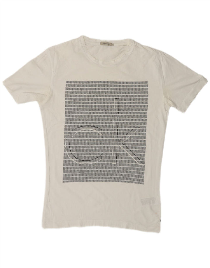 CALVIN KLEIN JEANS T-Shirt Graphique Homme Petit Blanc Coton