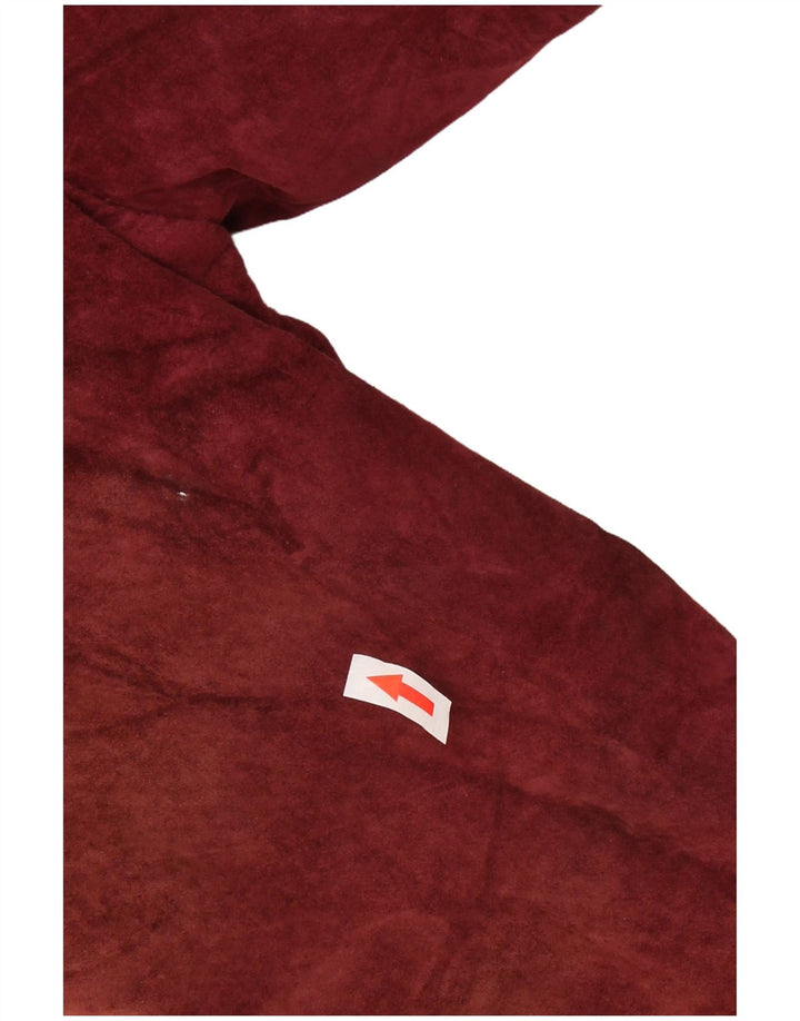 VINTAGE Veste en daim Sherpa femme UK 14 Cuir bordeaux moyen