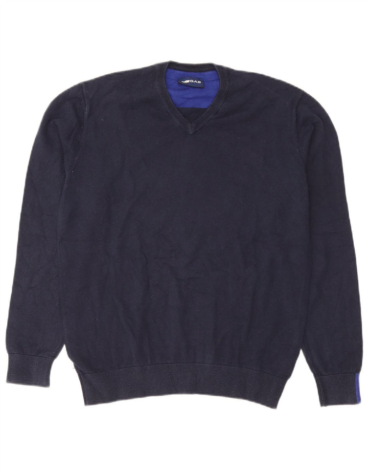 Gas Pull Col V Homme Bleu Marine Moyen Coton