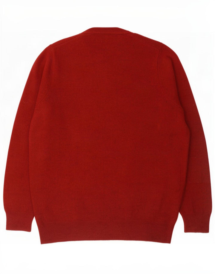 Marks & Spencer Pull à col rond pour homme en laine d'agneau bordeaux Taille L