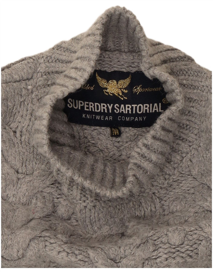 Superdry Pull surdimensionné à col roulé pour femme UK 14 Gris moyen