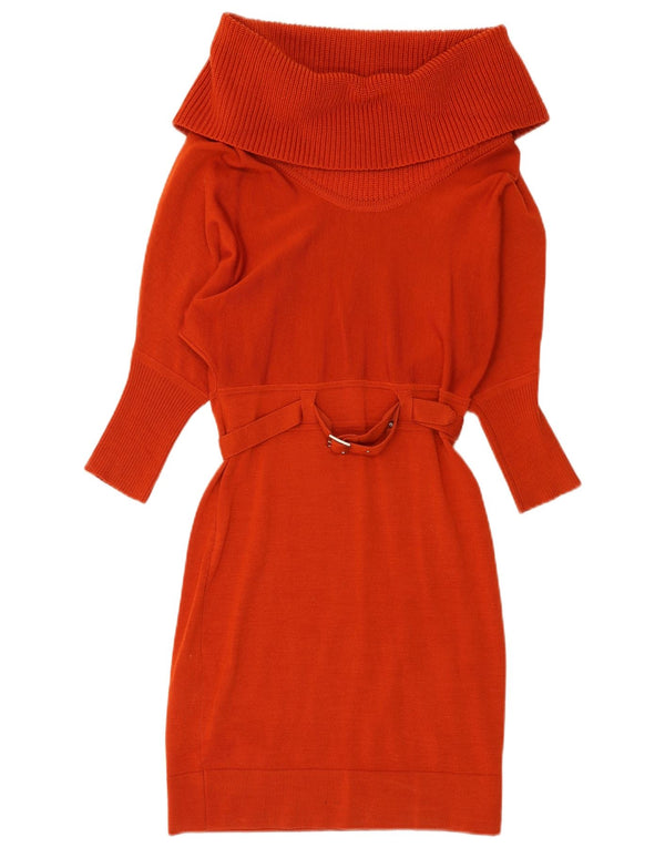 Karen Millen Robe pull à manches longues et col roulé pour femme UK 2 2XS Laine rouge