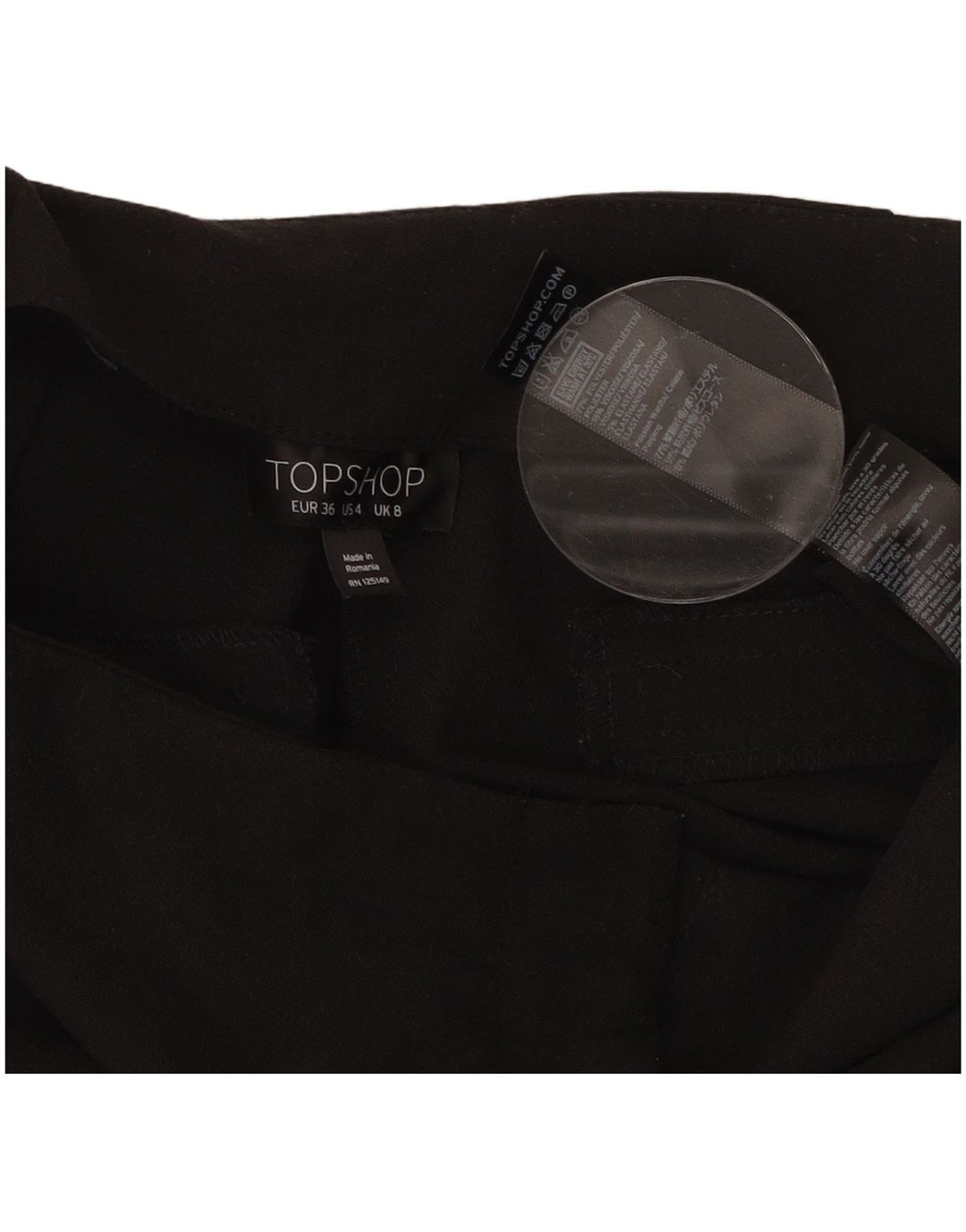 Topshop Pantalon Capri Femme UK 8 Small W27 L22 Noir Polyester