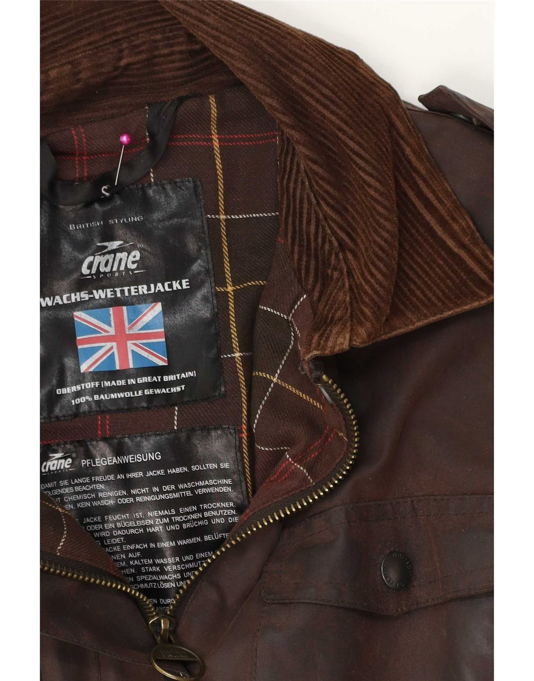 Crane Veste cirée militaire surdimensionnée pour femme UK 10 Small Marron