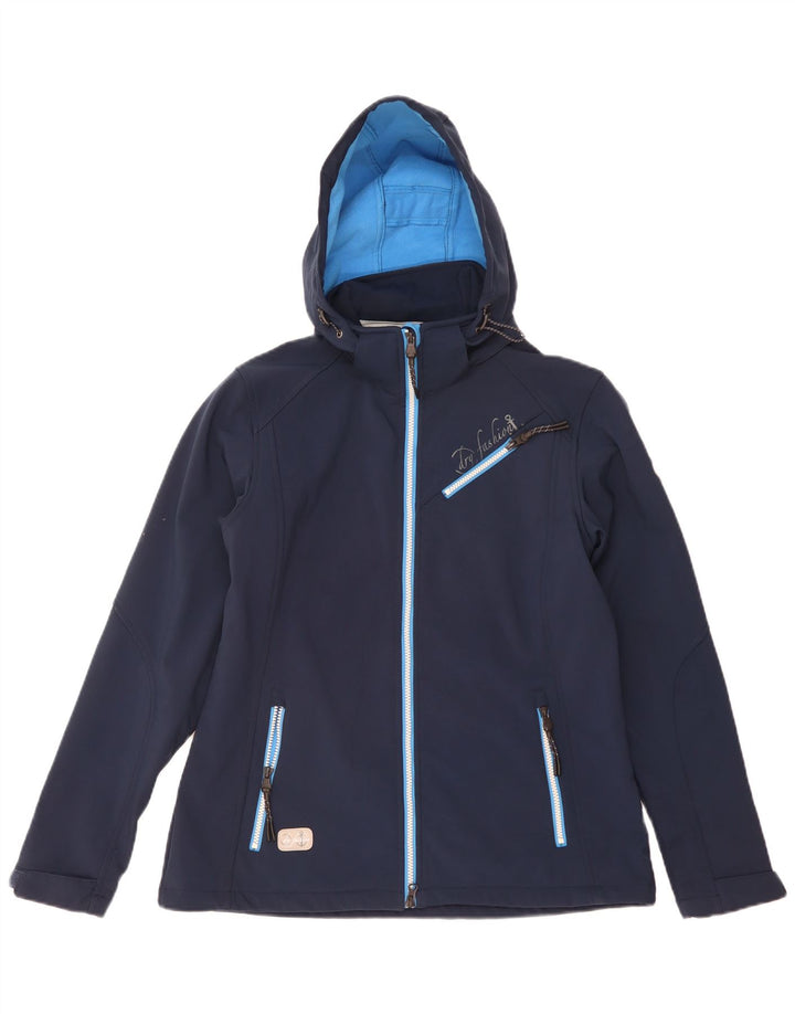 veste coupe-vent à capuche femme vintage EU 40 Polyester bleu marine moyen