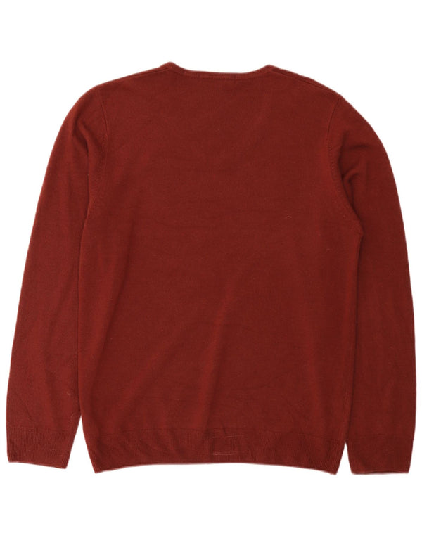 Marks & Spencer Pull col V Homme Acrylique Bordeaux Moyen