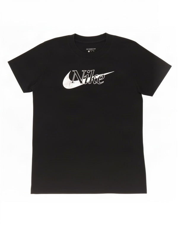Nike Womens Graphic T-Shirt Top UK 10 Small Black Cotton
